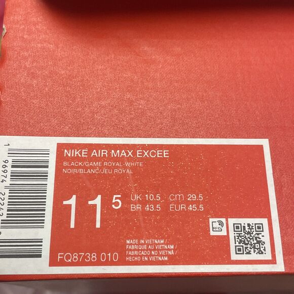 New NIKE Air Max Excee Size 11.5 Black / Blue/ White - Picture 12 of 12